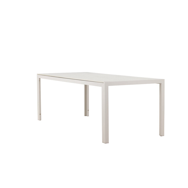Gartentisch Mirko Beige – Outdoor-Esstisch 205×90 cm Aluminium und Polywood