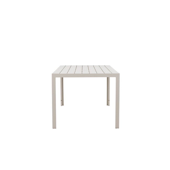 Gartentisch Mirko Beige – Outdoor-Esstisch 205×90 cm Aluminium und Polywood