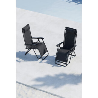 Venture Home Gartenliege Vulcano Schwarz – Gartenliege Ø60 cm Stahl & Oxford-Stoff