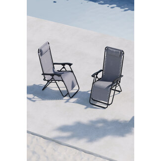 Venture Home Gartenliege Vulcano Grau – Camping-Gartenliege Ø60 cm Stahl & Oxford-Stoff
