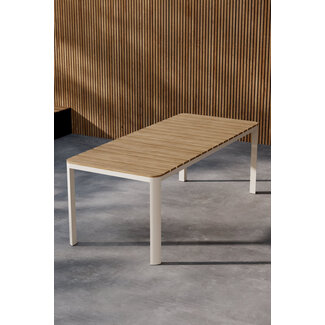 Venture Home Gartentisch Etna Beige – Esstisch 90×210×74 cm Aluminium & Aintwood Holzoptik