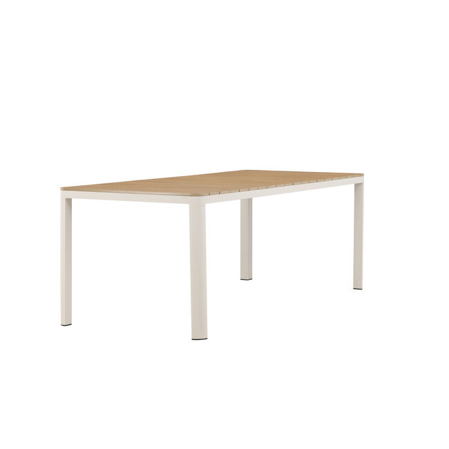 Gartentisch Etna Beige – Esstisch 90×210×74 cm Aluminium & Aintwood Holzoptik