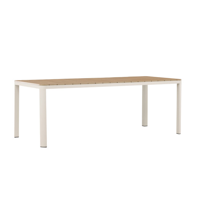 Gartentisch Etna Beige – Esstisch 90×210×74 cm Aluminium & Aintwood Holzoptik