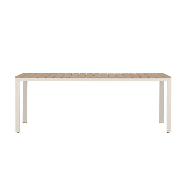 Gartentisch Etna Beige – Esstisch 90×210×74 cm Aluminium & Aintwood Holzoptik