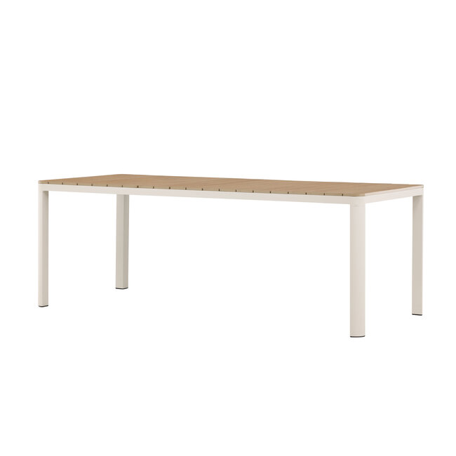 Gartentisch Etna Beige – Esstisch 90×210×74 cm Aluminium & Aintwood Holzoptik