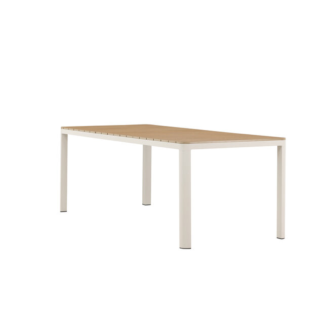 Gartentisch Etna Beige – Esstisch 90×210×74 cm Aluminium & Aintwood Holzoptik