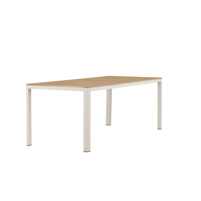 Gartentisch Etna Beige – Esstisch 90×210×74 cm Aluminium & Aintwood Holzoptik