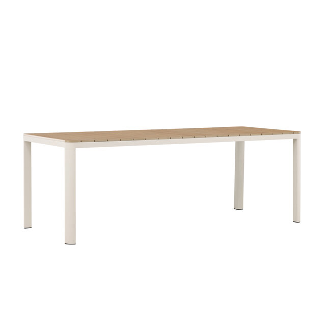 Gartentisch Etna Beige – Esstisch 90×210×74 cm Aluminium & Aintwood Holzoptik
