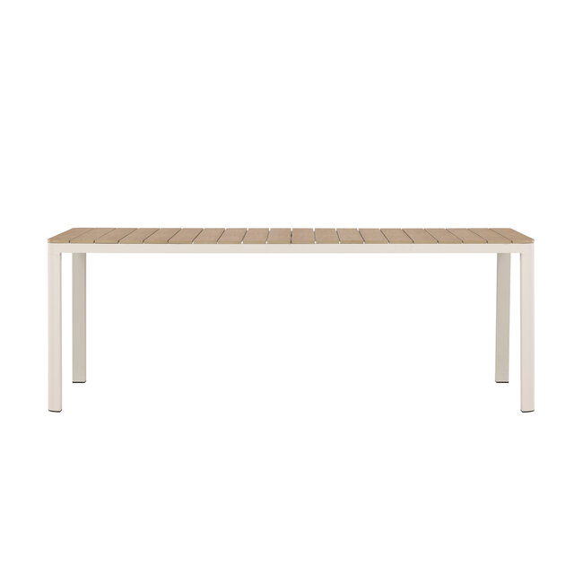 Gartentisch Etna Beige – Esstisch 90×210×74 cm Aluminium & Aintwood Holzoptik
