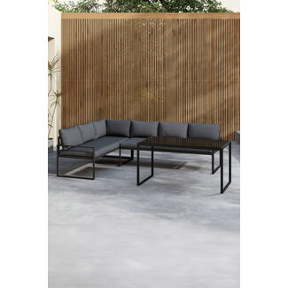 Venture Home Lounge-Set Zingaro Grau – Outdoor-Lounge H66 cm Stahl, Polyester & Glas