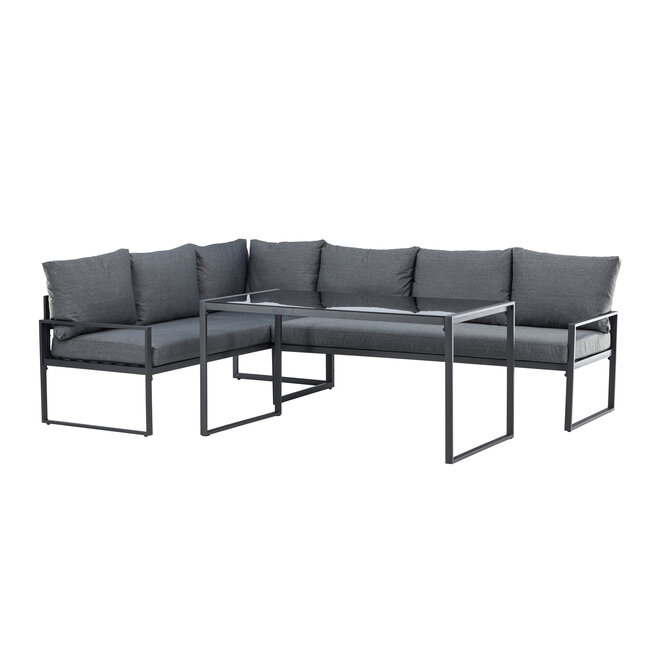 Lounge-Set Zingaro Grau – Outdoor-Lounge H66 cm Stahl, Polyester und Glas