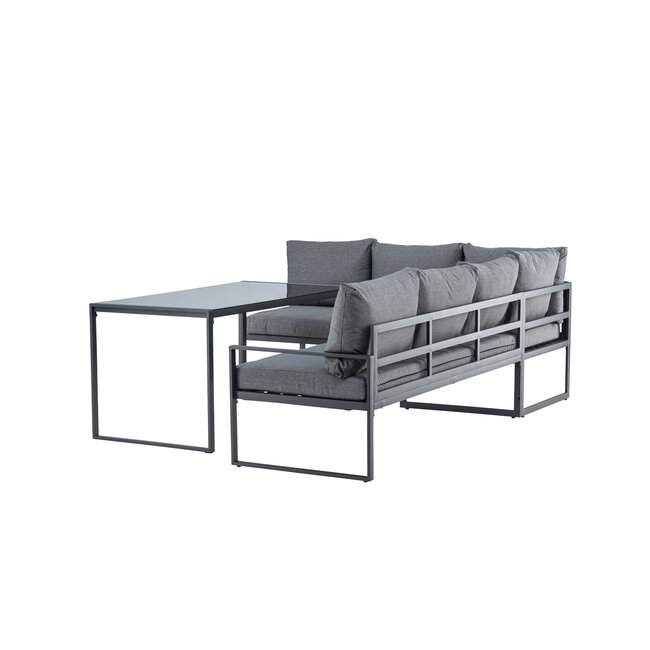 Lounge-Set Zingaro Grau – Outdoor-Lounge H66 cm Stahl, Polyester und Glas