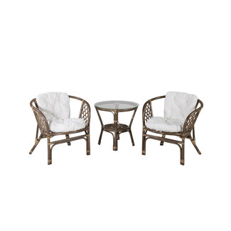 Venture Home Gartenmöbel-Set Wera Offwhite – Essgruppe Rattan & Glas für Garten & Terrasse