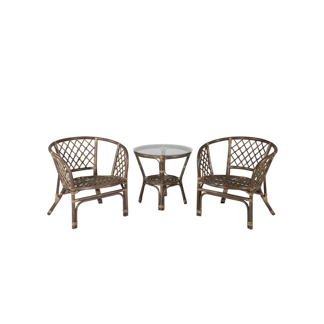 Gartenmöbel-Set Wera Offwhite – Essgruppe Rattan und Glas für Garten und Terrasse