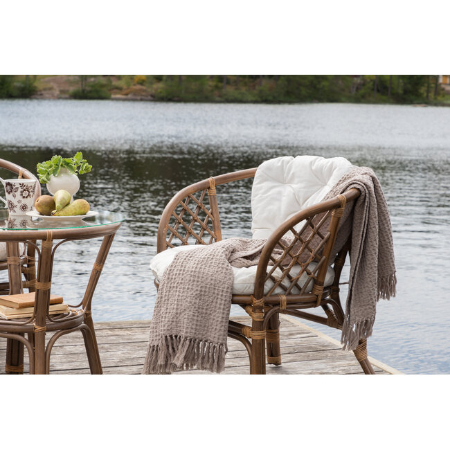 Gartenmöbel-Set Wera Offwhite – Essgruppe Rattan und Glas für Garten und Terrasse