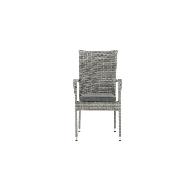 Gartenstuhl Anna Grau – Hochlehner 60×64×95 cm Polyrattan & Polyester