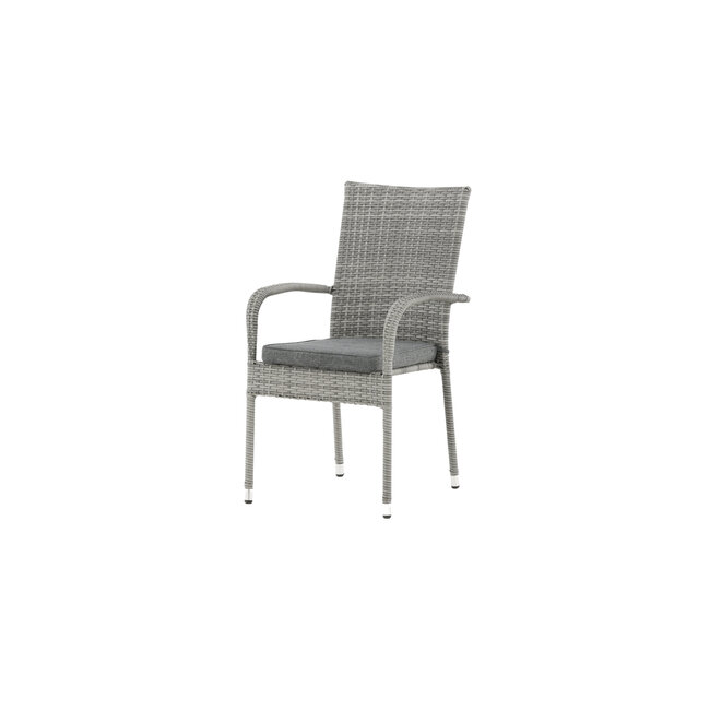 Gartenstuhl Anna Grau – Hochlehner 60×64×95 cm Polyrattan & Polyester