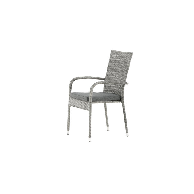 Gartenstuhl Anna Grau – Hochlehner 60×64×95 cm Polyrattan & Polyester