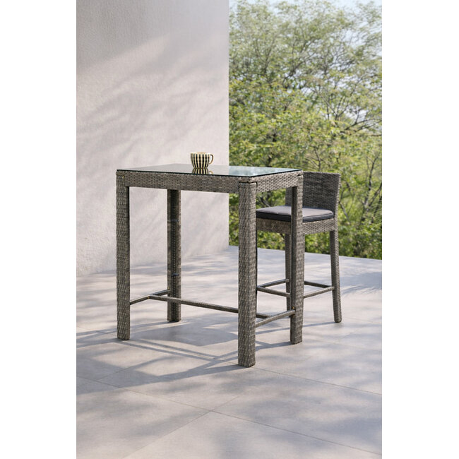 Outdoor-Bartisch Alo (100 x 60 cm) – Skandinavische Eleganz aus Polyrattan mit Glasplatte
