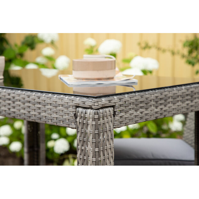 Outdoor-Bartisch Alo (100 x 60 cm) – Skandinavische Eleganz aus Polyrattan mit Glasplatte