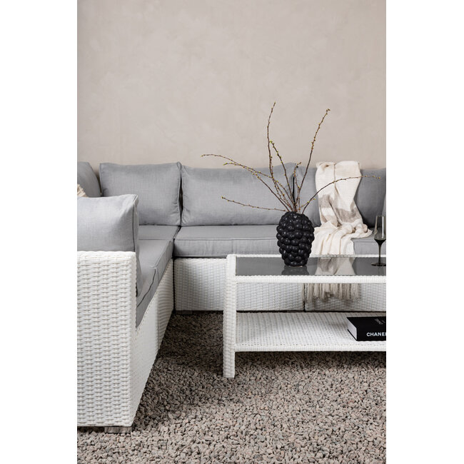 Outdoor Ecklounge-Set Amazon – Moderne Modul-Sitzgruppe in Weiß mit Couchtisch