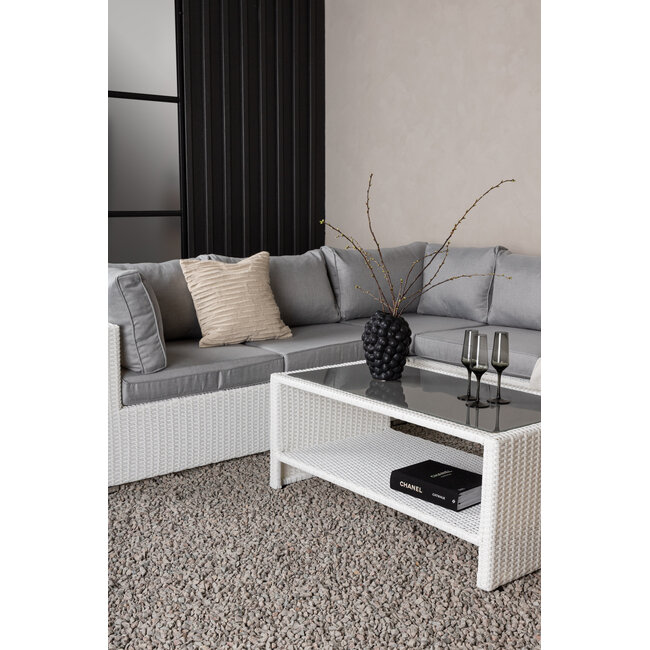 Outdoor Ecklounge-Set Amazon – Moderne Modul-Sitzgruppe in Weiß mit Couchtisch