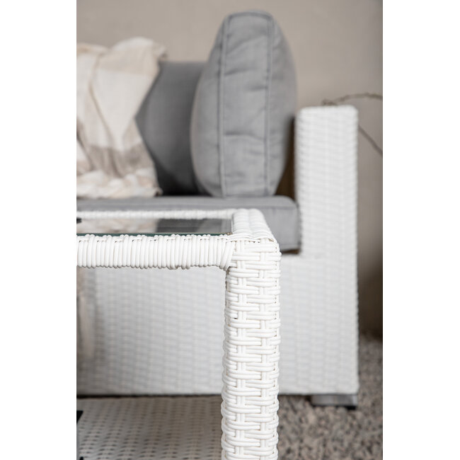 Outdoor Ecklounge-Set Amazon – Moderne Modul-Sitzgruppe in Weiß mit Couchtisch