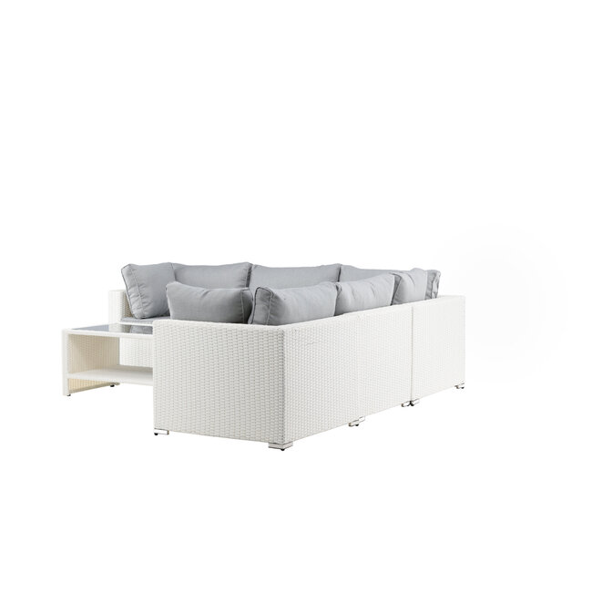 Outdoor Ecklounge-Set Amazon – Moderne Modul-Sitzgruppe in Weiß mit Couchtisch