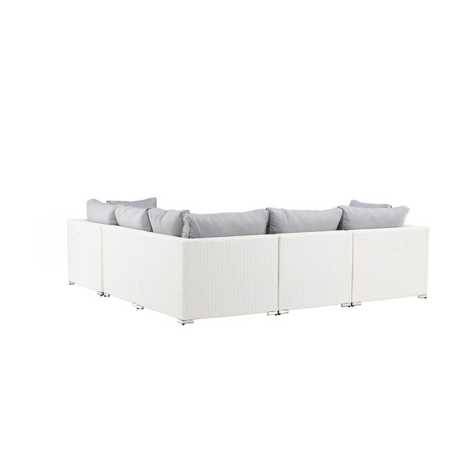 Outdoor Ecklounge-Set Amazon – Moderne Modul-Sitzgruppe in Weiß mit Couchtisch