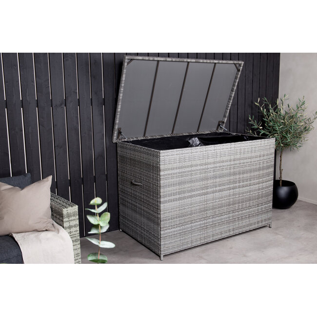 Auflagenbox Amazon XXL – Maximaler Stauraum & Schutz in Grauer Rattan-Optik