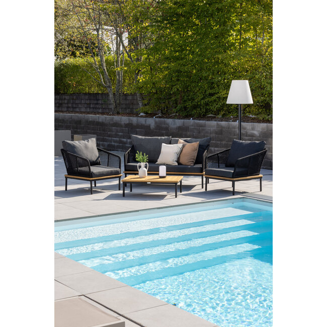 Outdoor Lounge-Set Andorra (4-teilig) – Moderner Materialmix aus Rope, Akazienholz und Stahl