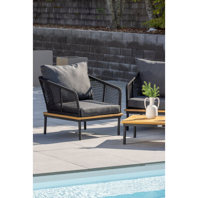 Outdoor Lounge-Set Andorra (4-teilig) – Moderner Materialmix aus Rope, Akazienholz und Stahl