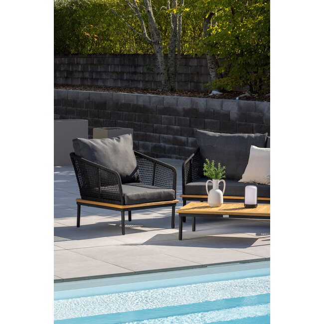 Outdoor Lounge-Set Andorra (4-teilig) – Moderner Materialmix aus Rope, Akazienholz und Stahl