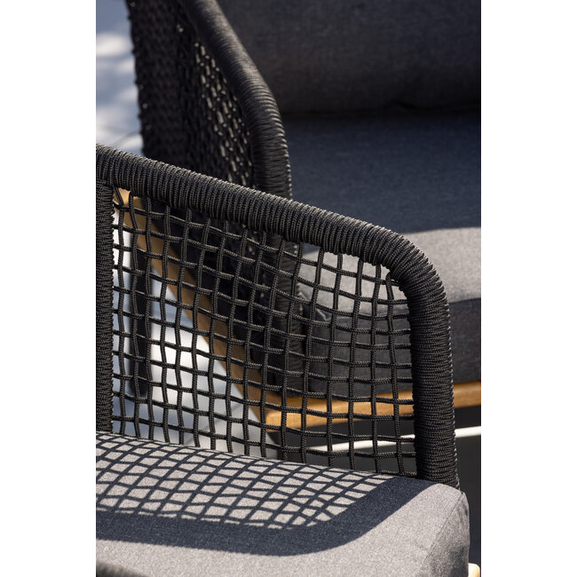 Outdoor Lounge-Set Andorra (4-teilig) – Moderner Materialmix aus Rope, Akazienholz und Stahl