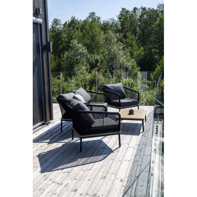 Outdoor Lounge-Set Andorra (4-teilig) – Moderner Materialmix aus Rope, Akazienholz und Stahl