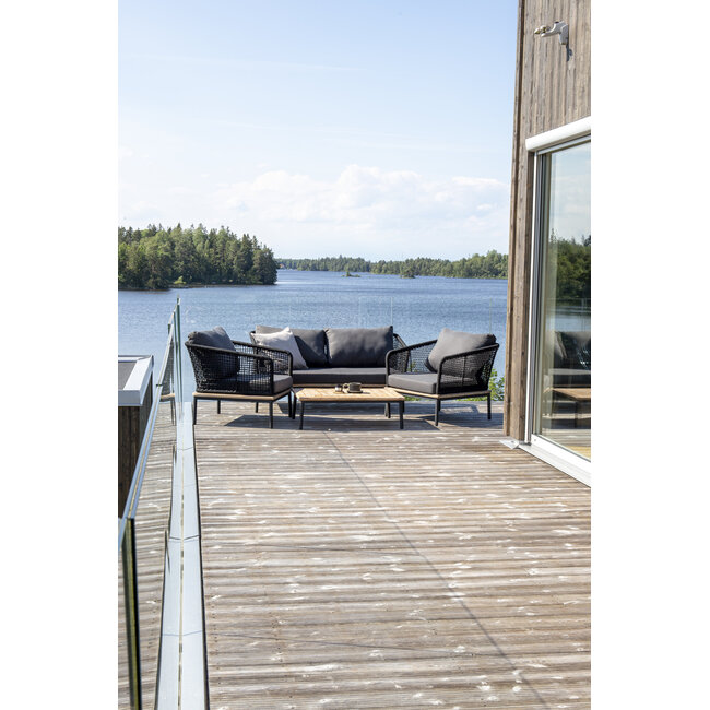 Outdoor Lounge-Set Andorra (4-teilig) – Moderner Materialmix aus Rope, Akazienholz und Stahl