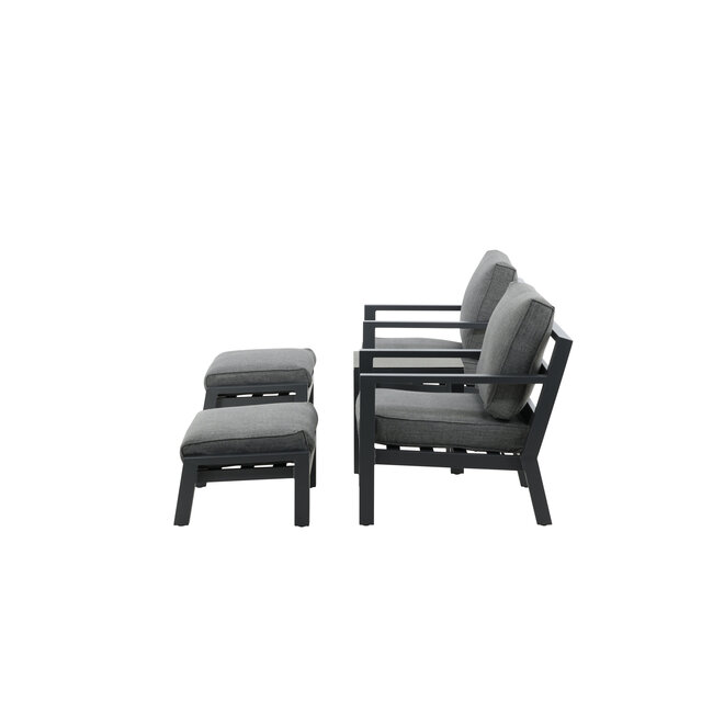 Outdoor Lounge-Set Barcelona – Elegantes Aluminium-Ensemble in Schwarz mit Beistelltisch