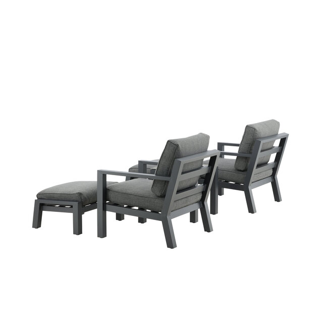 Outdoor Lounge-Set Barcelona – Elegantes Aluminium-Ensemble in Schwarz mit Beistelltisch