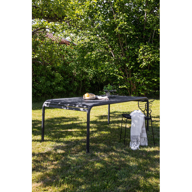 Outdoor Esstisch Borneo (200 x 100 cm) – Skandinavisches Aluminium-Design in Schwarz/Anthrazit