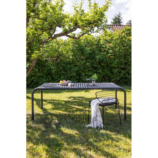 Outdoor Esstisch Borneo (200 x 100 cm) – Skandinavisches Aluminium-Design in Schwarz/Anthrazit