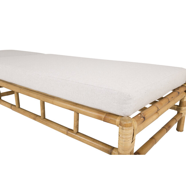 Gartenliege Cane – Sonnenliege 80×210×35 cm Rattan & Baumwolle mit Polster