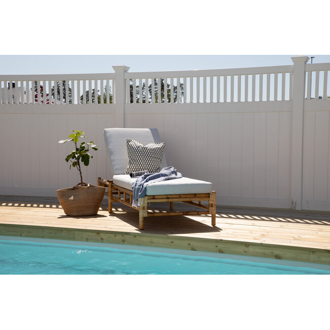 Gartenliege Cane – Sonnenliege 80×210×35 cm Rattan & Baumwolle mit Polster