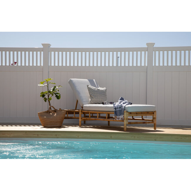 Gartenliege Cane – Sonnenliege 80×210×35 cm Rattan & Baumwolle mit Polster