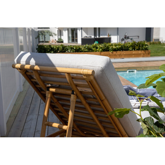 Gartenliege Cane – Sonnenliege 80×210×35 cm Rattan & Baumwolle mit Polster