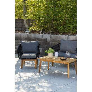 Venture Home Lounge-Set Chania Schwarz – Outdoor-Lounge 164×75×76 cm Akazienholz & Kunstfaser