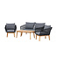 Lounge-Set Chania Schwarz – Outdoor-Lounge 164×75×76 cm Akazienholz und Kunstfaser