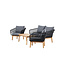 Lounge-Set Chania Schwarz – Outdoor-Lounge 164×75×76 cm Akazienholz und Kunstfaser