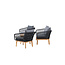 Lounge-Set Chania Schwarz – Outdoor-Lounge 164×75×76 cm Akazienholz und Kunstfaser