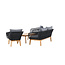 Lounge-Set Chania Schwarz – Outdoor-Lounge 164×75×76 cm Akazienholz und Kunstfaser