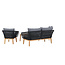 Lounge-Set Chania Schwarz – Outdoor-Lounge 164×75×76 cm Akazienholz und Kunstfaser
